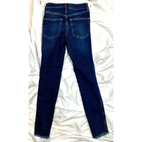 Free People High-Rise Raw-Edge Skinny Jeans Deep Indigo 26 - Picture 8 of 11